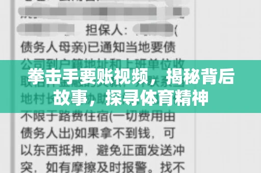 拳击手要账视频，揭秘背后故事，探寻体育精神