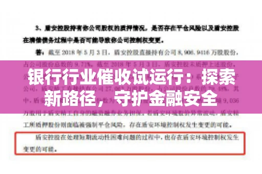 银行行业催收试运行：探索新路径，守护金融安全