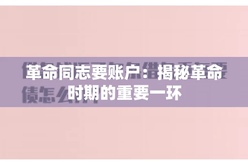 革命同志要账户：揭秘革命时期的重要一环