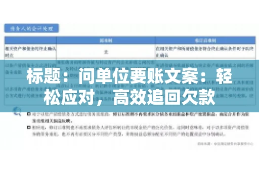 标题：问单位要账文案：轻松应对，高效追回欠款